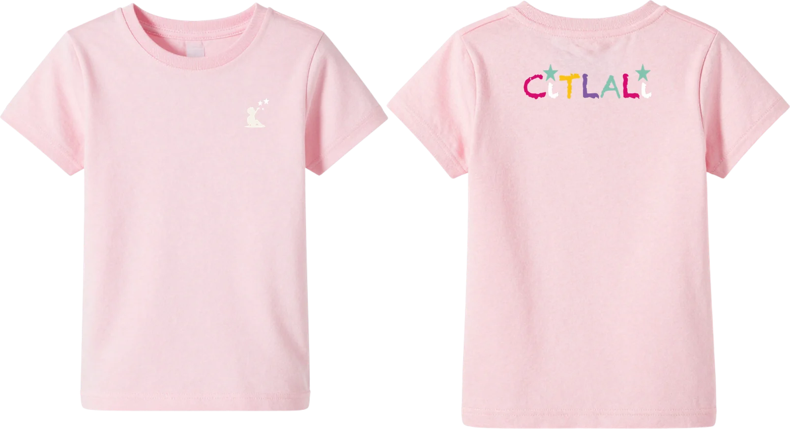 Camiseta rosa bebé, de frente y de espalda